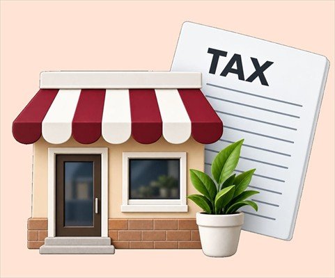 Small business storefront and tax document